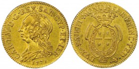 Italy - Savoy
Carlo Emanuele III Secondo Periodo, Monetazione per la Sardegna 1755-1773
Mezzo Carlino Sardo da Doppiette 2.5, Torino, 1771, AU 8.02 ...
