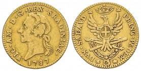 Italy - Savoy
Vittorio Amedeo III 1773-1796
Mezza Doppia Nuova, Torino, 1787, AU 4.45 g. 
REX . SRADINIAE
Ref : MIR -., Biaggi 845C, Fr. 1121 var....