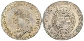 Italy - Savoy
Vittorio Amedeo III 1773-1796
Mezzo Scudo da 3 Lire, Torino, 1792, AG 17.55 g. 
Ref : MIR 988s (R2), Biaggi 849t Conservation : presq...