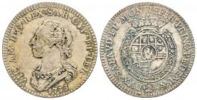 Italy - Savoy
Vittorio Amedeo III 1773-1796
Quarto di Scudo, Torino, 1788, AG 8.78 g. 
Ref : MIR 989l (R7), Biaggi 850m Conservation : TTB+. Rariss...