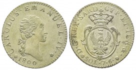 Italy - Savoy
Carlo Emanuele IV 1796-1802
7.6 Soldi, Torino, 1800, Mi 4.57 g. 
Ref : MIR 1014b
Ex Vente Inasta 23, lot 1703 Conservation : presque...