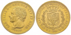 Italy - Savoy
Carlo Felice 1821-1831
80 lire, Torino, 1828 (L), AU 25.8 g. 
Ref : MIR.1032j, Pag.32, Fr.1132 Conservation : PCGS MS61
