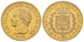 Italy - Savoy
Carlo Felice 1821-1831
80 lire, Genova, 1829 (P), AU 25.8 g. 
Ref : MIR.1032l, Pag.31, Fr.1133 Conservation : PCGS AU58