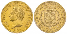 Italy - Savoy
Carlo Felice 1821-1831
40 lire, Torino, 1825 (L), AU 12.9 g. 
Ref : MIR.1033c (R), Pag.42, Fr.1134 Conservation : PCGS AU58