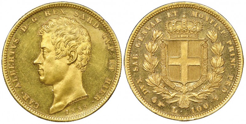 Italy - Savoy
Carlo Alberto 1831-1849
100 lire, Torino, 1833, AU 32.25 g.
Ref...