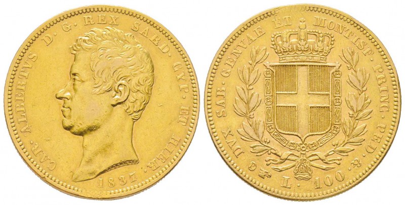 Italy - Savoy
Carlo Alberto 1831-1849
100 lire, Torino, 1837 (P), AU 32.15g.
...