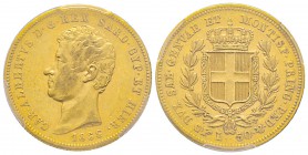 Italy - Savoy
Carlo Alberto 1831-1849
50 Lire, Torino, 1836 (P), AU 16.12 g.
Ref : MIR 1044c (R2), Pag. 166, Fr. 1140 Conservation : PCGS AU50
Qua...