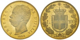 Italy - Savoy
Umberto I 1878-1900
100 lire, Roma, 1888 R, AU 32.25 g. 
Ref : MIR 1096d (R2), Mont. 04, Pag. 570, Fr. 18, KM#22 Conservation : PCGS ...