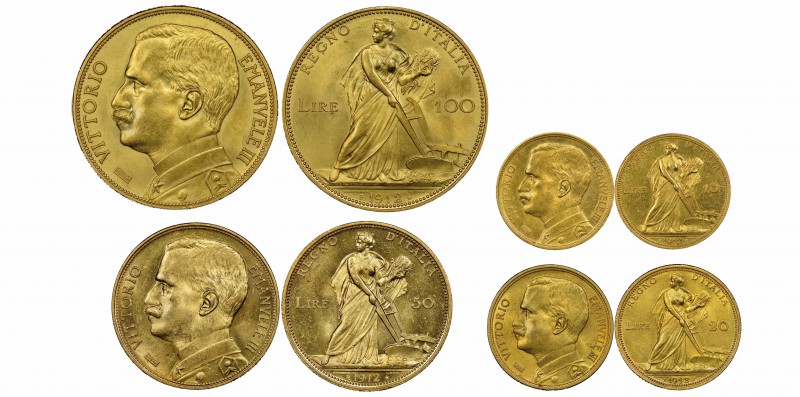Italy - Savoy
Vittorio Emanuele III 1900-1943
Set 100, 50, 20 e 10 lire, Roma,...