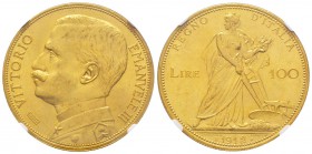 Italy - Savoy
Vittorio Emanuele III 1900-1943
100 lire, Roma, 1912 R, AU 32.25 g.
Ref : MIR 1115b (R2), Pag. 641, Fr. 26 Conservation : NGC MS63