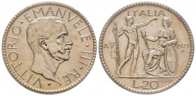 Italy - Savoy
Vittorio Emanuele III 1900-1943
20 lire, Roma, 1927 R, AN V, AG 15 g.
Ref : MIR 1128a (R3), Pag. 671 Conservation : PCGS MS62. Très R...