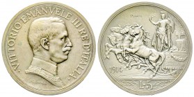 Italy - Savoy
Vittorio Emanuele III 1900-1943
5 lire, Roma, 1914 PROVA, AG 25.06 g.
Ref : Pag.220, Sim 89/1, Luppino ART48 (Sabbiata) Conservation ...