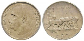 Italy - Savoy
Vittorio Emanuele III 1900-1943
50 centesimi, Roma, 1924 R, Tranche lisse, Ni 6 g.
Ref : MIR 1150g (R3), pag 804 Conservation : PCGS ...