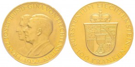 Liechtenstein
Franz Joseph II 1938-1989
100 Franken, 1952, AU 32.25 g.
Ref : Fr. 19, Y#17 Conservation : PCGS MS64