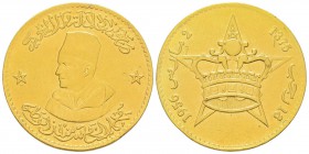 Morocco, Alawi Sharifs. Muhammad V, Royaume du Maroc, AH 1375-1380 / AD 1955-1961
Médaille en or, Paris, 1956, AU 19.63 g. 900‰
Ref : Fr. 6a, X#6 Co...