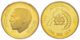 Morocco
Hassan II 1962-1999
500 Dirhams, 1984, AU 12.9 g.
Ref : Fr. 7, Y#71 Conservation : PCGS PROOF 65 DEEP CAMEO Quantité : 100 exemplaires. Rar...
