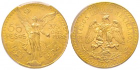 Mexico République, 50 Pesos, 1924, AU 41.66 g. 900‰
Ref : Fr. 172, KM#481 Conservation : PCGS MS62