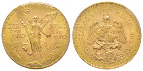 Mexico République, 50 Pesos, 1943, AU 41.66 g. 900‰
Ref : Fr. 173, KM#482 Conservation : PCGS MS65