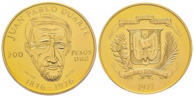 Dominican Republic
200 Pesos, 1977, Juan Pablo Duarte, AU 31.1 g. 900‰
Ref : Fr. 4, KM#47 Conservation : PCGS MS66 Quantité : 1000 exemplaires. Rare...