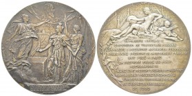 Médaille en bronze argenté, pose de la première pierre du pont Alexandre III, Paris, 1900, par Daniel-Dupuis, AE 139.8 g. 70 mm
Avers : ALEXANDRE III...