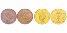 Chad
Série de deux monnaies Essai 10.000 Francs e en or et en cuivre croix de Lorraine / Charles de Gaulle, 1960, Cu 27,25 g. AU 36 g. 900‰
Ref : KM...