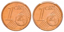 U.E., Monnaie de 1 centime d’euro, double face, acier cuivré 2.33 g.
Ref : G.1 Conservation : PCGS MS67 RD