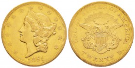 USA, 20 Dollars, Philadelphie, 1851, AU 33.3 g.
Ref : Fr. 169, KM#74.1 Conservation : Superbe