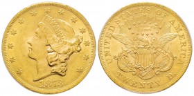 USA, 20 Dollars, Philadelphie, 1873 OPEN 3, AU 33.43 g.
Ref : Fr. 175, KM#74.2 Conservation : PCGS MS62