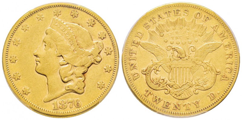 USA, 20 Dollars, Carson City, 1876 CC, AU 33.43 g.
Ref : Fr. 176, KM#74.2 Conse...