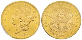 USA, 20 Dollars, San Francisco, 1876 S, AU 33.43 g.
Ref : Fr. 175, KM#74.2 Conservation : PCGS MS63