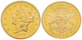 USA, 20 Dollars, San Francisco, 1876 S, AU 33.43 g.
Ref : Fr. 175, KM#74.2 Conservation : PCGS MS61
