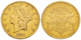 USA, 20 Dollars, Carson City, 1884 CC, AU 33.43 g
Ref : Fr. 179, KM#74.3 Conservation : PCGS AU53