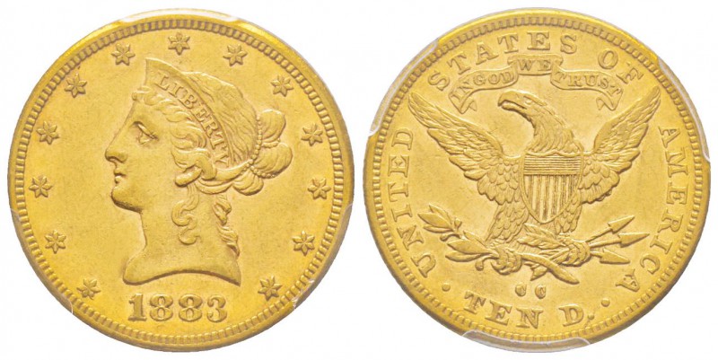 USA, 10 Dollars, Carson City, 1883 CC, AU 16.71 g.
Ref : Fr. 161, KM#102 Conser...