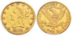 USA, 10 Dollars, Carson City, 1884 CC, AU 16.71 g.
Ref : Fr. 161, KM#102 Conservation : PCGS AU50