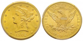 USA, 10 Dollars, San Francisco, 1902 S, AU 16.71 g.
Ref : Fr. 160, KM#102 Conservation : PCGS MS64
