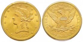 USA, 10 Dollars, San Francisco, 1903 S, AU 16.71 g.
Ref : Fr. 160, KM#102 Conservation : PCGS MS66