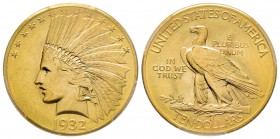 USA, 10 Dollars, Philadephia, 1932, AU 16.71g.
Ref : Fr. 166, KM#130 Conservation : PCGS MS63