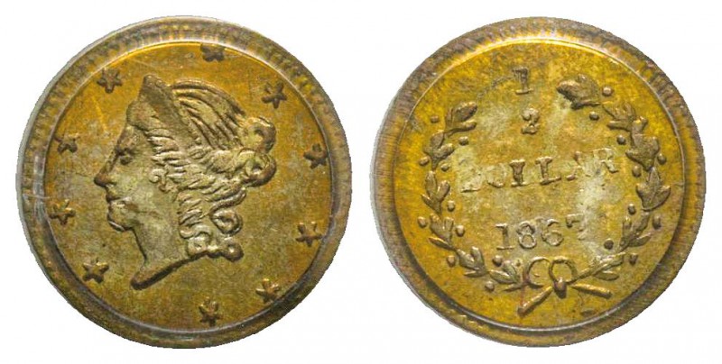 USA, 50 cents, Half Dollar, 1867, AU 0.8 g.
Ref : BG 1007 Conservation : PCGS M...
