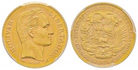 Venezuela
20 Bolivares, 1904, AU 6.45 g. Ref : Fr. 5c, Y#32 Conservation : PCGS MS62