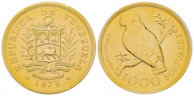 Venezuela
1000 Bolivares, 1975, AU 33.43 g. 900‰ Ref : Fr. 8, Y#48.2 Conservation : PCGS MS64 Smooth Wing