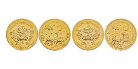 Yemen
2 monnaies de 20 Ryals, 1969, AU 19.6 g., poids total 39.20 g.
Ref : Fr. 13, KM#8 Conservation : FDC