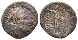 Seleukid King of Syria, Antiochos IV Epiphanes. 175-164 BC. Quasi-municipal issue, Antiochia on the Orontes, Circa 168-164. Radiate and diademed head ...
