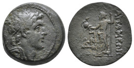 Seleukid Kings. Alexander I Balas . 150-145 BC. Municipal issue of Apamaea, year 163 (150/149 BC). Diademed head of Alexander right / APAMEWN, Zeus st...