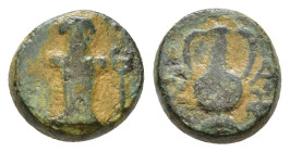 Thrace, Sestos. AE Circa 300 BC. Obv: Facing herm; grain-ear to left, kerykeion to right. Rev: Σ - A Amphora. SNG Copenhagen 933; HGC 3.2, 1651. AE 1,...