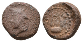 Thrace, Sestos. AE Circa 300 BC. Obv: Head of Hermes left, wearing petasos. Rev: Lyre. AE 3,65g.