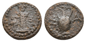 Thrace, Sestos. AE 3th century BC. Obv: Facing herm; grain-ear to left, kerykeion to right. Rev: Σ - A Amphora. SNG Copenhagen 933; HGC 3.2, 1651. AE ...