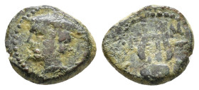 Thrace, Sestos. AE 3th century BC. Obv: Head of Hermes left, wearing petasos. Rev: Lyre, ΣH. AE 1,62g.