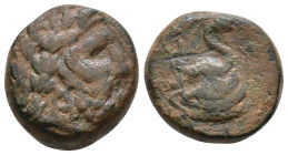 Mysia, Pergamon. AE Ca. 133-27 BC. Laureate head of Asklepios right / serpent coiled around omphalos. SNG France 1815. AE 11,01g.