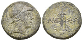 Pontos, Amisos. Circa 120-63 BC. AE Helmeted head of Ares right / AMI-ΣOY, sword in sheath. AE 7,63g.