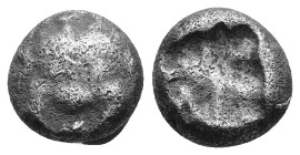 Mysia, Parion. 5th century BC. AR Drachm Facing gorgoneion with protruding tongue / Linear pattern within incuse square. AR 3,23g.